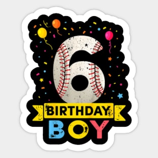 Kids 6 Year Old Baseball 6Th Birthday Boy Sticker